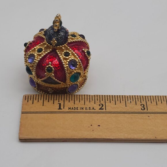 Mike & Ally Crown King Trinket Pill Box Red Gold Decorative Jeweled Mulicolor - Picture 8 of 8